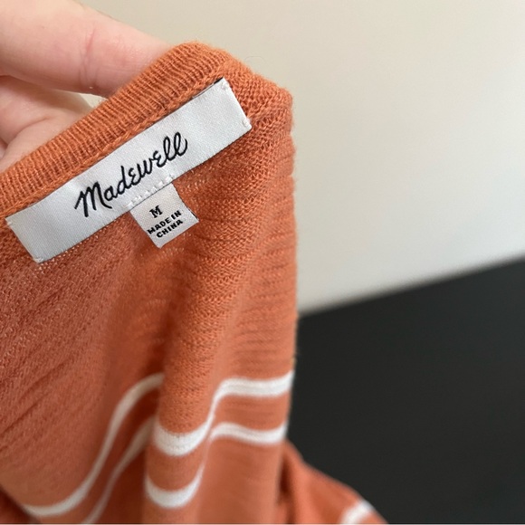 Madewell Orange Stripe Ryder Cardigan - Picture 5 of 11
